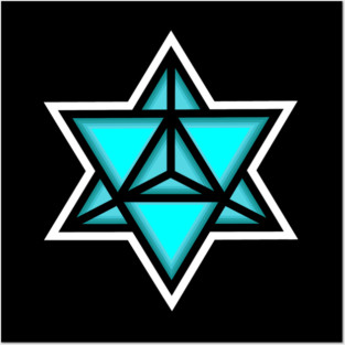 Merkaba Spiritual Symbol in Blue - Sacred Geometry Merkabah Shape - Merkaba Posters and Art