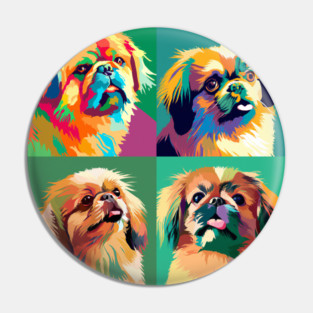 Tibetan Spaniel Pop Art - Dog Lover Gifts Pin