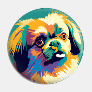 Tibetan Spaniel Pop Art - Dog Lover Gifts Pin
