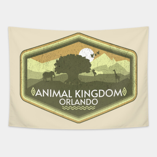 Animal Kingdom Orlando Retro Vintage Distressed Florida Design Tapestry by Joaddo
