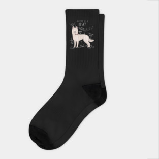 White Siberian Husky Dog Anatomy Socks
