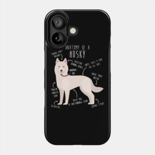 White Siberian Husky Dog Anatomy Phone Case