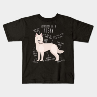 White Siberian Husky Dog Anatomy Kids T-Shirt