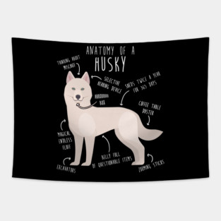 White Siberian Husky Dog Anatomy Tapestry