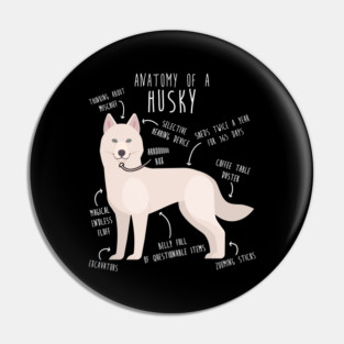 White Siberian Husky Dog Anatomy Pin