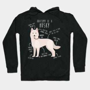 White Siberian Husky Dog Anatomy Hoodie