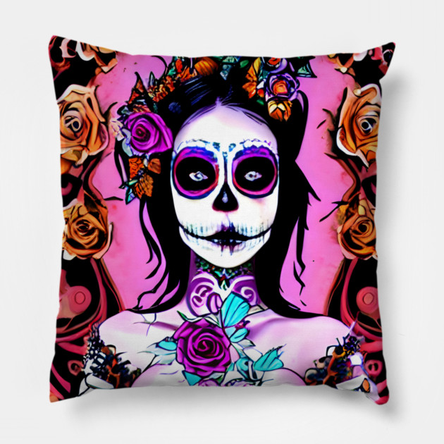 Day of The Dead Art Pillow by animegirlnft