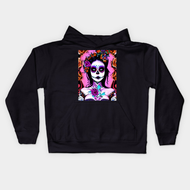 Day of The Dead Art Kids Hoodie by animegirlnft