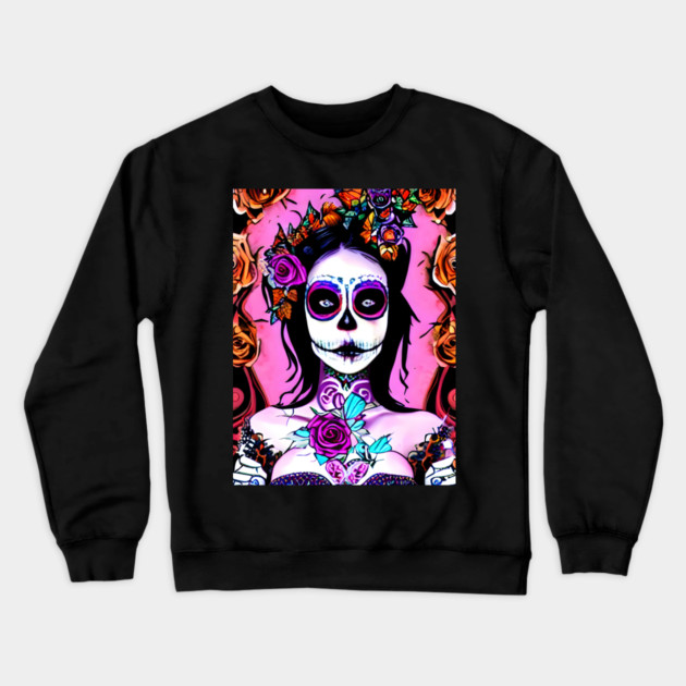 Day of The Dead Art Crewneck Sweatshirt by animegirlnft