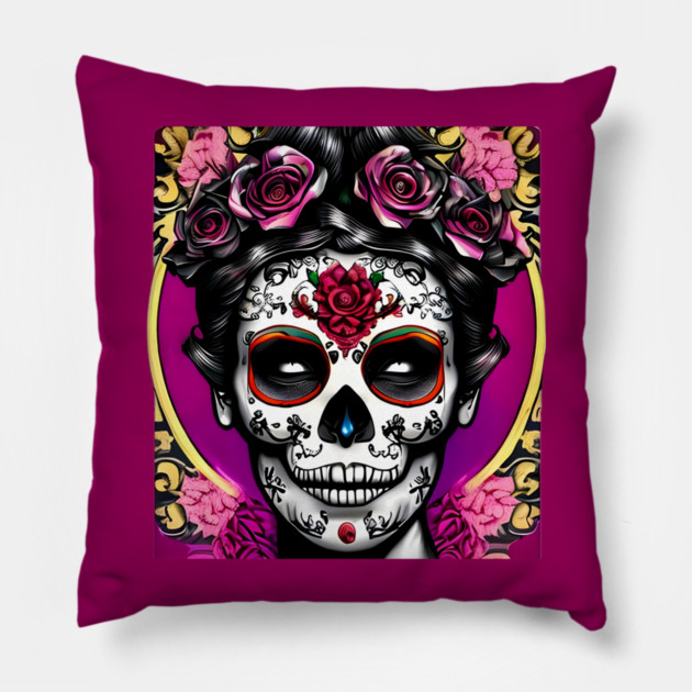 Day of the Dead Skull Pillow by animegirlnft