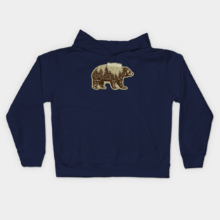 Mountain Grizzly Bear Montana Sticker Kids Hoodie