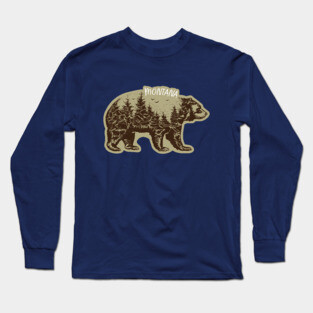 Mountain Grizzly Bear Montana Sticker Long Sleeve T-Shirt