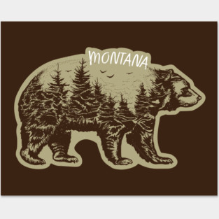 Mountain Grizzly Bear Montana Sticker Posters and Art