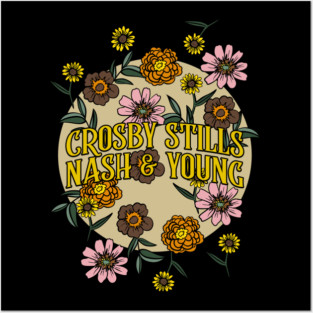 Crosby, Stills, Nash & Young Name Personalized Flower Retro Floral 80s 90s Name Style Posters and Art