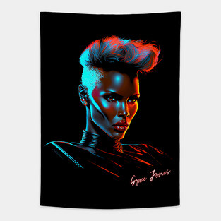 Grace Jones  / 80s Style Aesthetic Design Tapestry