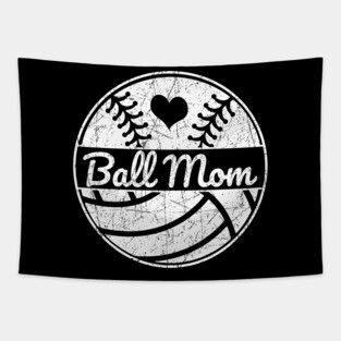Ball Mom Softball Mom Volleyball Mom Softball Baseball Mom Tapestry