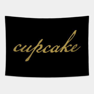 Cupcake Gold Script Typography Tapestry