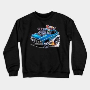SUPER Nova 1970 Nova blue muscle car Crewneck Sweatshirt