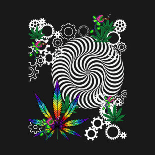 420 weed Optical illusion Cogs T-Shirt