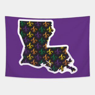 New Orleans Louisiana Mardis Gras Fleur de Lis Pattern Tapestry