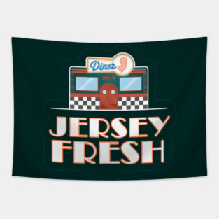 Jersey Fresh Retro New Jersey Diner Sign Tapestry