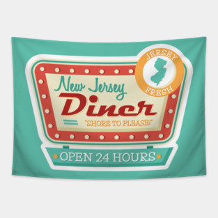 Retro New Jersey Diner Sign Tapestry
