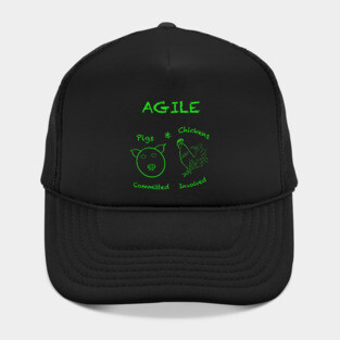 Agile Software Development,  Pigs and Chickens Illustration Hat