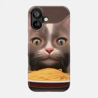 Cat eating spaghetti Phone Case