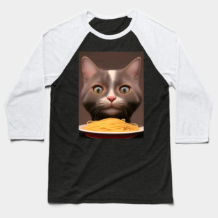 Cat eating spaghetti Baseball T-Shirt
