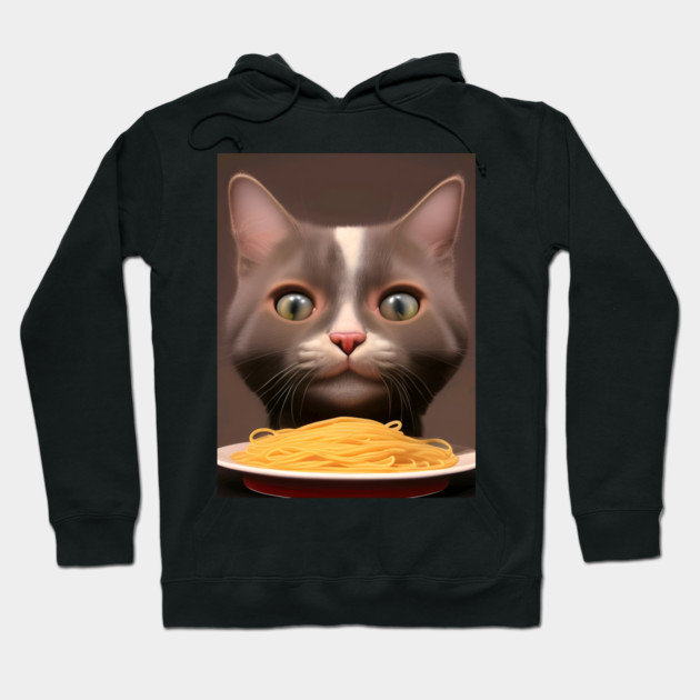 Cat eating spaghetti Hoodie by animegirlnft