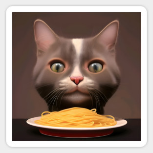 Cat eating spaghetti Magnet
