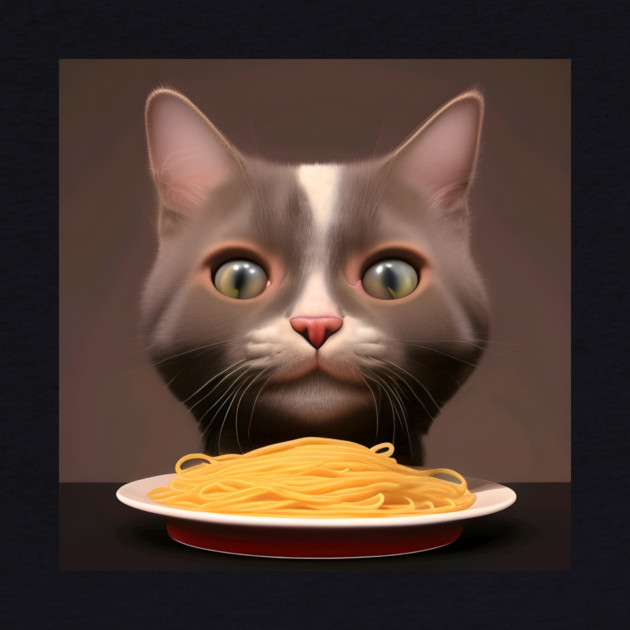 Cat eating spaghetti by animegirlnft