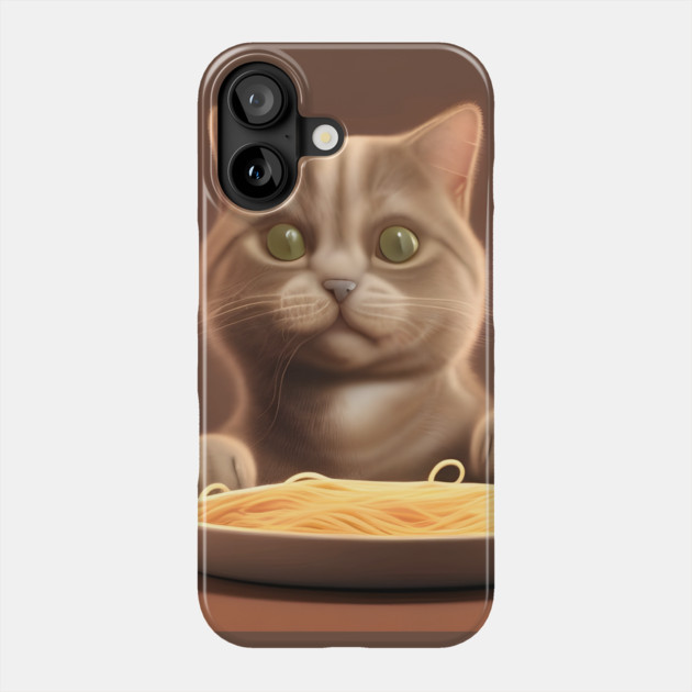Cat eating spaghetti Phone Case by animegirlnft