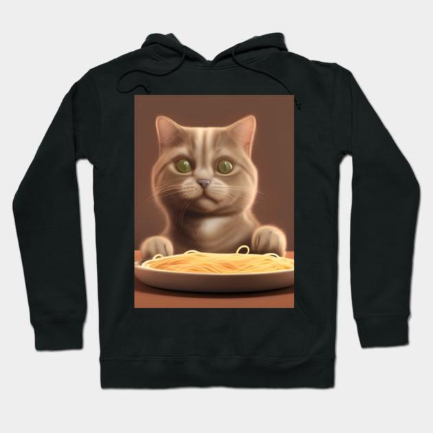 Cat eating spaghetti Hoodie by animegirlnft
