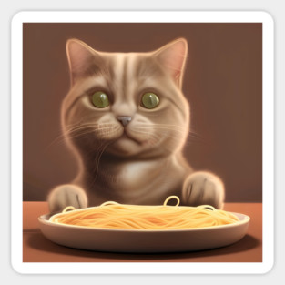 Cat eating spaghetti Sticker