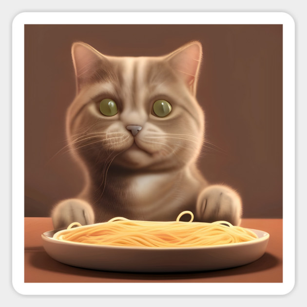 Cat eating spaghetti Sticker by animegirlnft