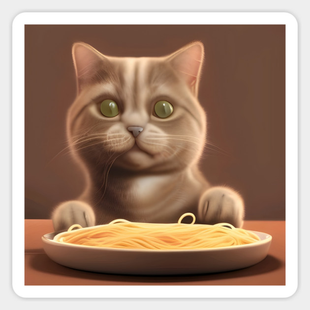 Cat eating spaghetti Magnet by animegirlnft