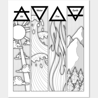 Air Fire Water Earth Four Elements Greek Triangle Symbols Posters and Art