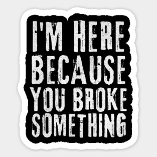 I'm Here Because You Broke Something Magnet