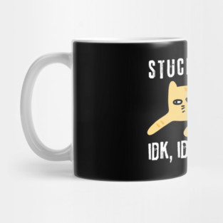 Stuck Between IDK IDC IDGAF Doodle Cat Mug