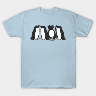 Penguin and Funny Tuxedo Cat T-Shirt