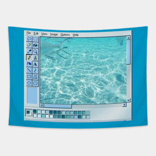 Vaporwave Microsoft paint Tapestry