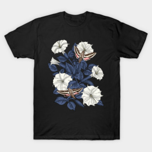 Moonflowers and sphinx moths T-Shirt