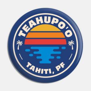Retro Teahupo'o Tahiti Vintage Beach Emblem Pin
