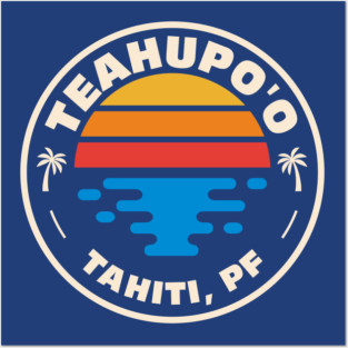 Retro Teahupo'o Tahiti Vintage Beach Emblem Posters and Art