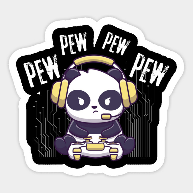 Gaming Panda Pew Pew Video Game Addict Sticker by The WYLD Tribe