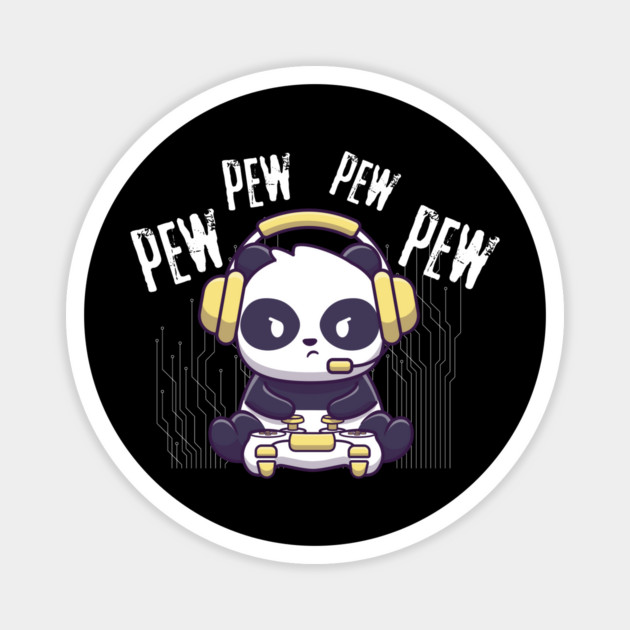 Gaming Panda Pew Pew Video Game Addict Magnet by The WYLD Tribe