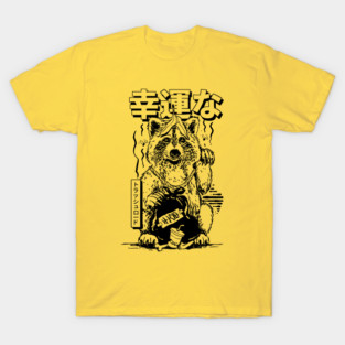 Maneki Neko Lucky Raccoon Trash Lord Funny Kawaii Cute Opossum T-Shirt