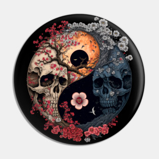 Skull Ying Yang Pin