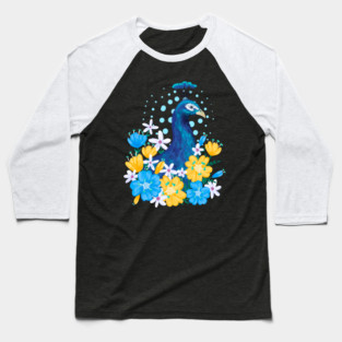 Floral Peacock Baseball T-Shirt